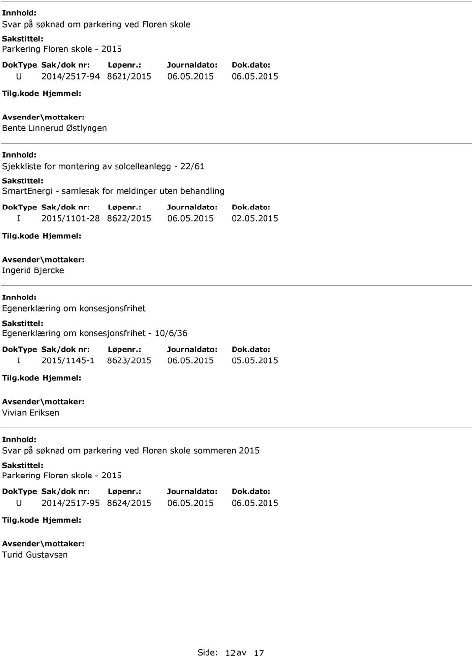 konsesjonsfrihet Egenerklæring om konsesjonsfrihet - 10/6/36 2015/1145-1 8623/2015 Vivian Eriksen Svar på søknad om