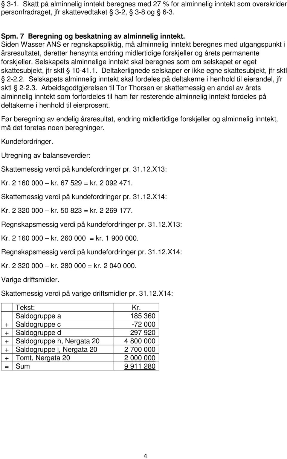 Selskapets alminnelige inntekt skal beregnes som om selskapet er eget skattesubjekt, jfr sktl 10-41.1. Deltakerlignede selskaper er ikke egne skattesubjekt, jfr sktl 2-