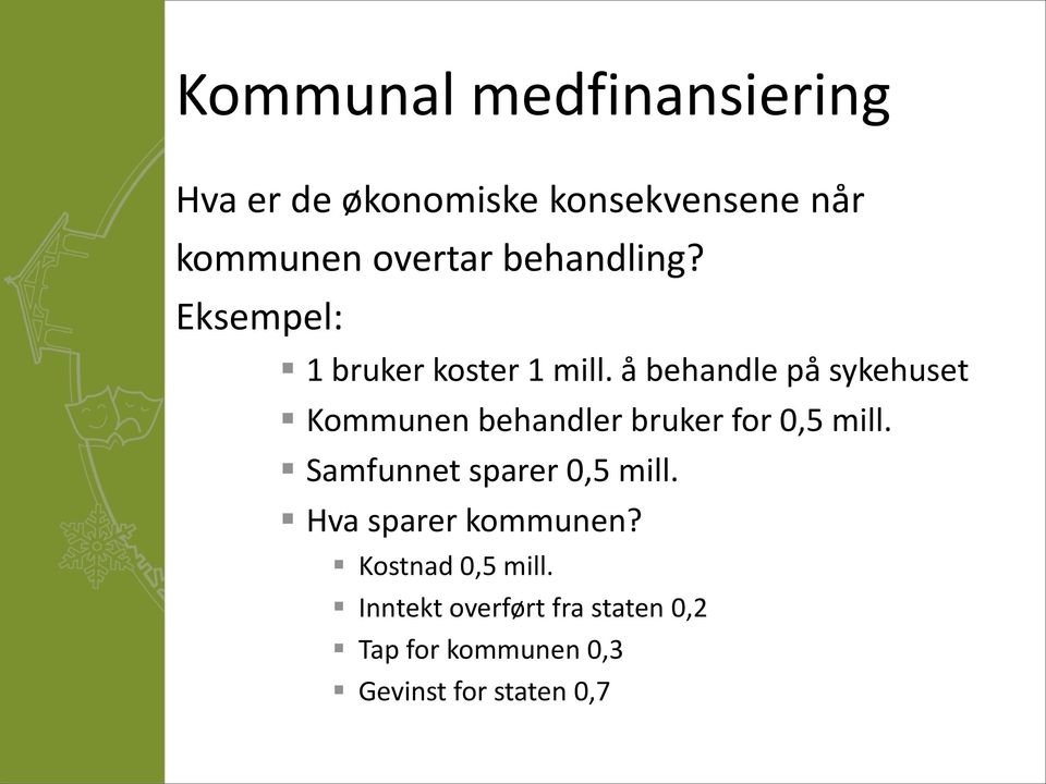 å behandle på sykehuset Kommunen behandler bruker for 0,5 mill.