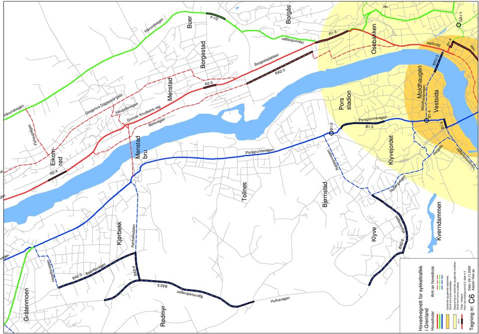 RA2-3 Håvundvegen Borgåsen Bjørnstad Rabbenvegen B1-2 Pors stadion R1-3 Porsgrunnsvegen Klyve B1-3 Osebakken BA2-6 Klyvevegen Nybergvegen Klyvejordet Ho 30/40 km/t sone