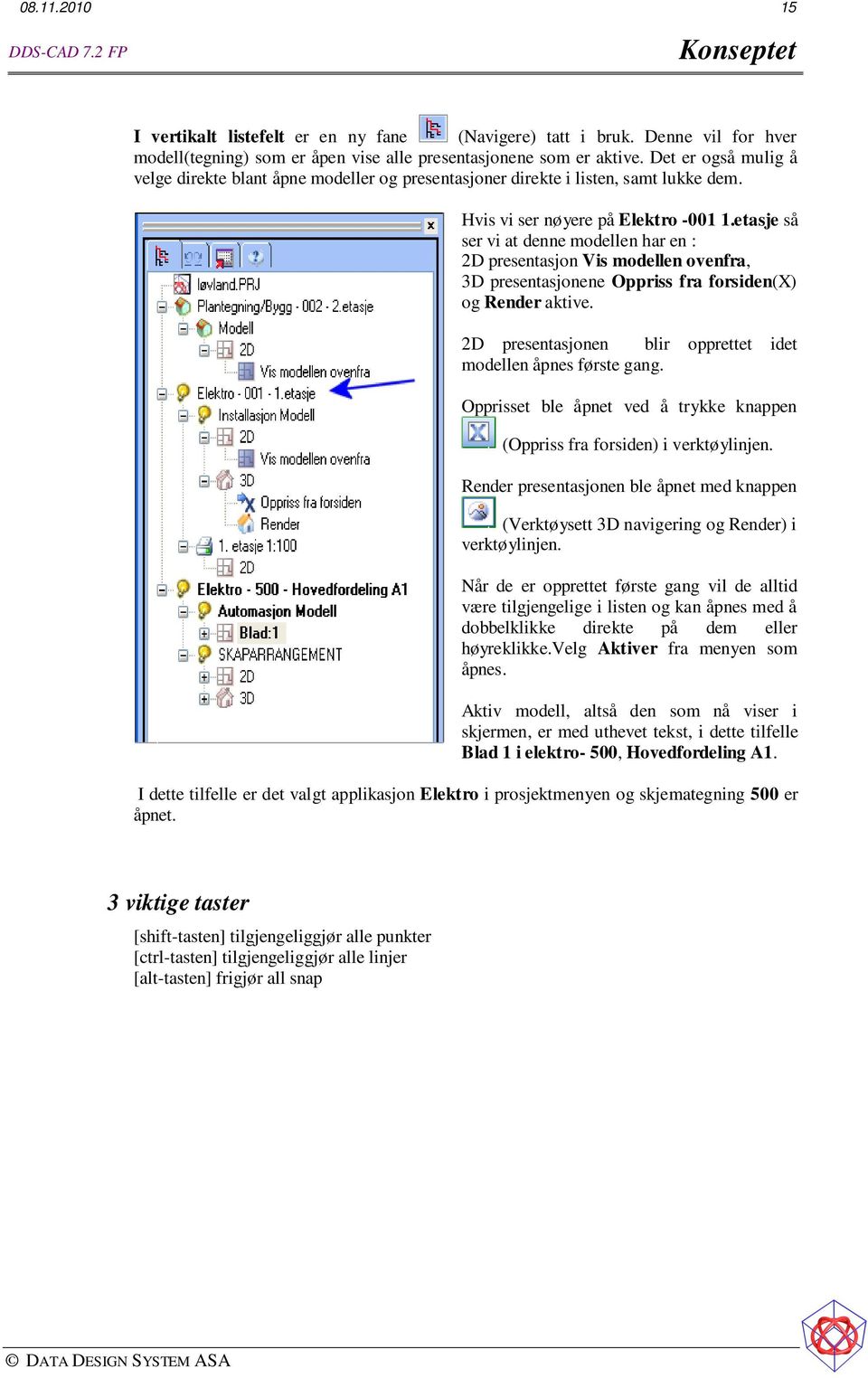 etasje så ser vi at denne modellen har en : 2D presentasjon Vis modellen ovenfra, 3D presentasjonene Oppriss fra forsiden(x) og Render aktive.