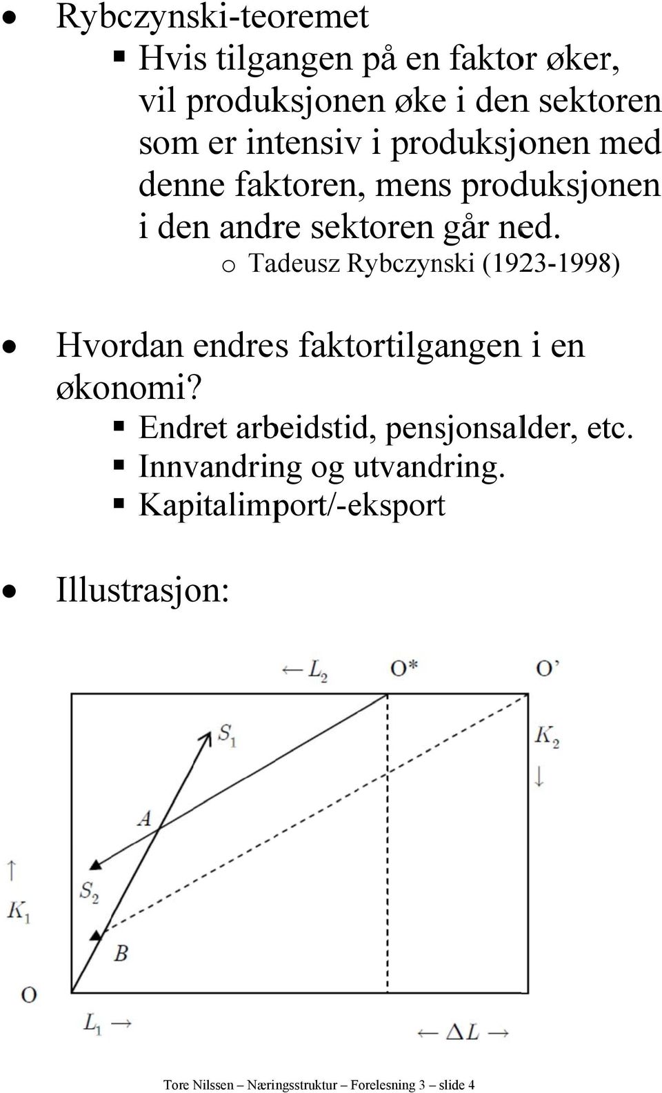 o Tadeusz Rybczyn nski (1923-1998) Hvordan endres faktortilgangen n i en økonomi?