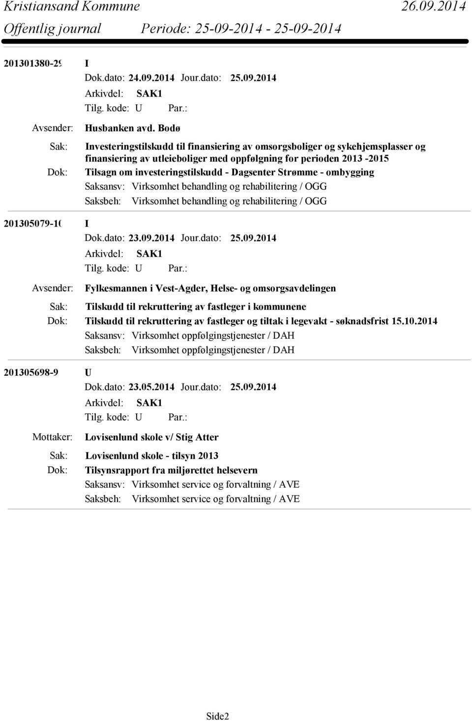 Strømme - ombygging Saksansv: Virksomhet behandling og rehabilitering / OGG Saksbeh: Virksomhet behandling og rehabilitering / OGG 201305079-10 I Fylkesmannen i Vest-Agder, Helse- og