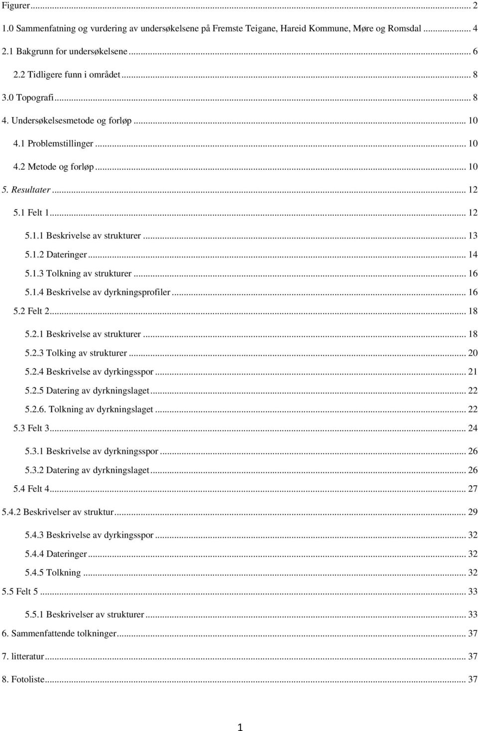 .. 14 5.1.3 Tolkning av strukturer... 16 5.1.4 Beskrivelse av dyrkningsprofiler... 16 5.2 Felt 2... 18 5.2.1 Beskrivelse av strukturer... 18 5.2.3 Tolking av strukturer... 20 5.2.4 Beskrivelse av dyrkingsspor.