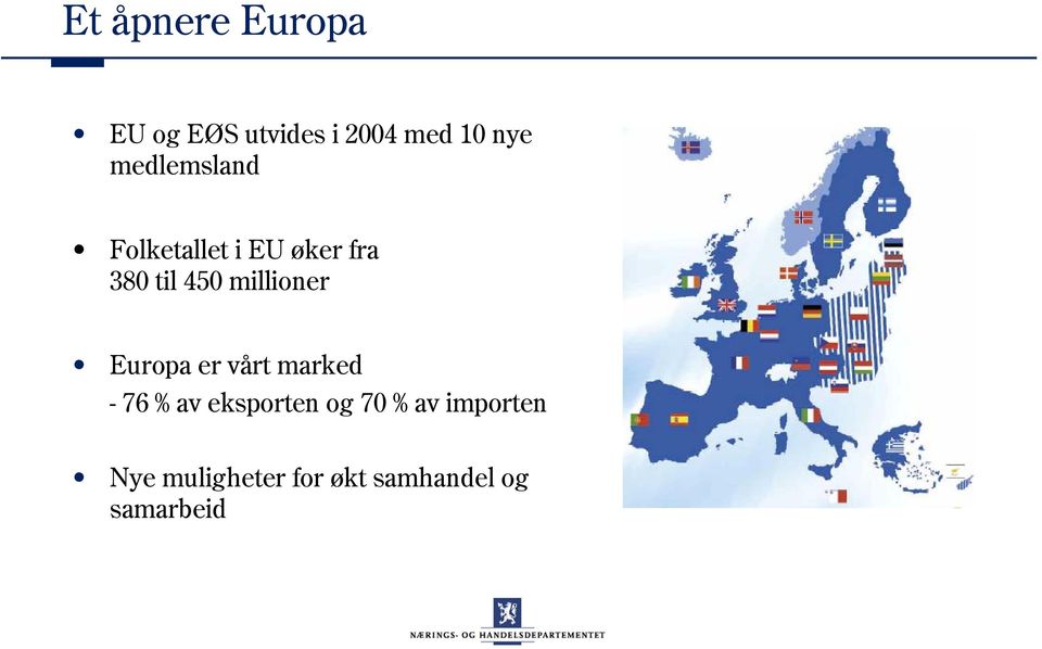 millioner Europa er vårt marked - 76 % av eksporten og