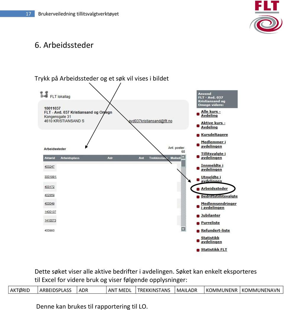 aktive bedrifter i avdelingen.