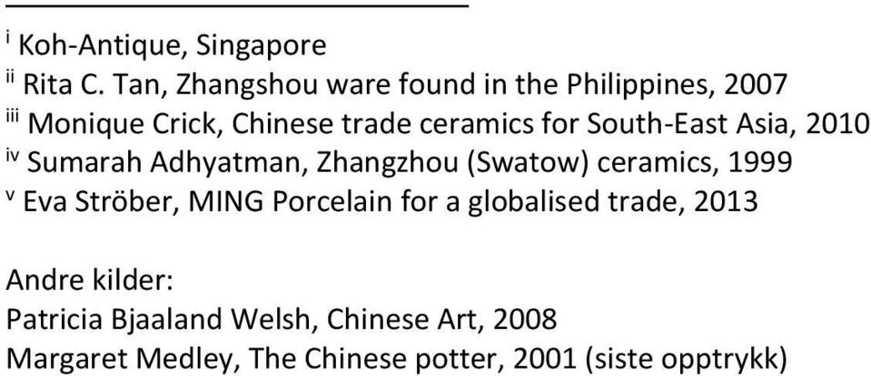 South-East Asia, 2010 iv Sumarah Adhyatman, Zhangzhou (Swatow) ceramics, 1999 v Eva Ströber,