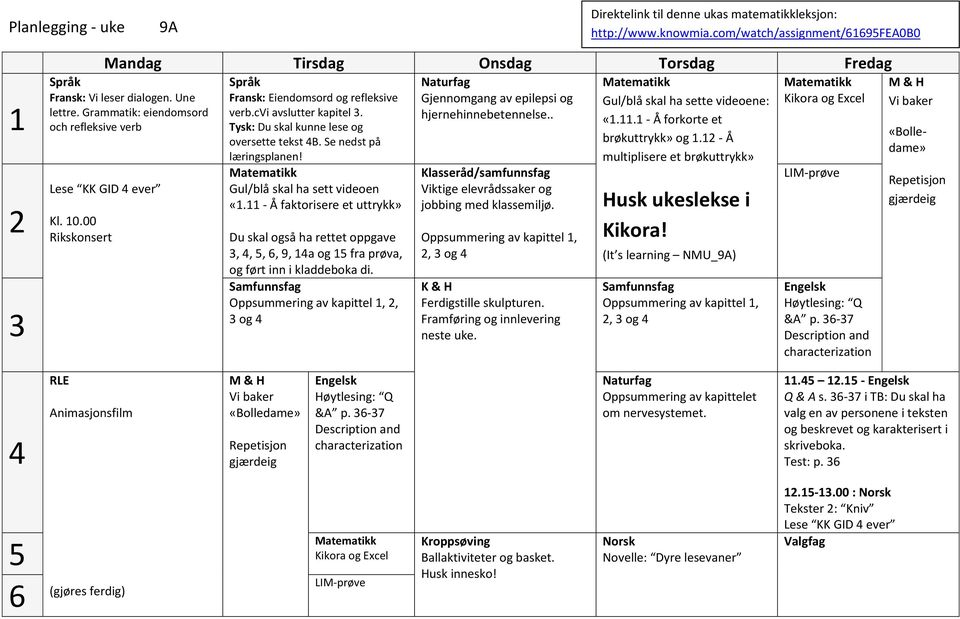 Oppsummering av kapittel,, og Gjennomgang av epilepsi og hjernehinnebetennelse.. Klasseråd/samfunnsfag Viktige elevrådssaker og jobbing med klassemiljø.