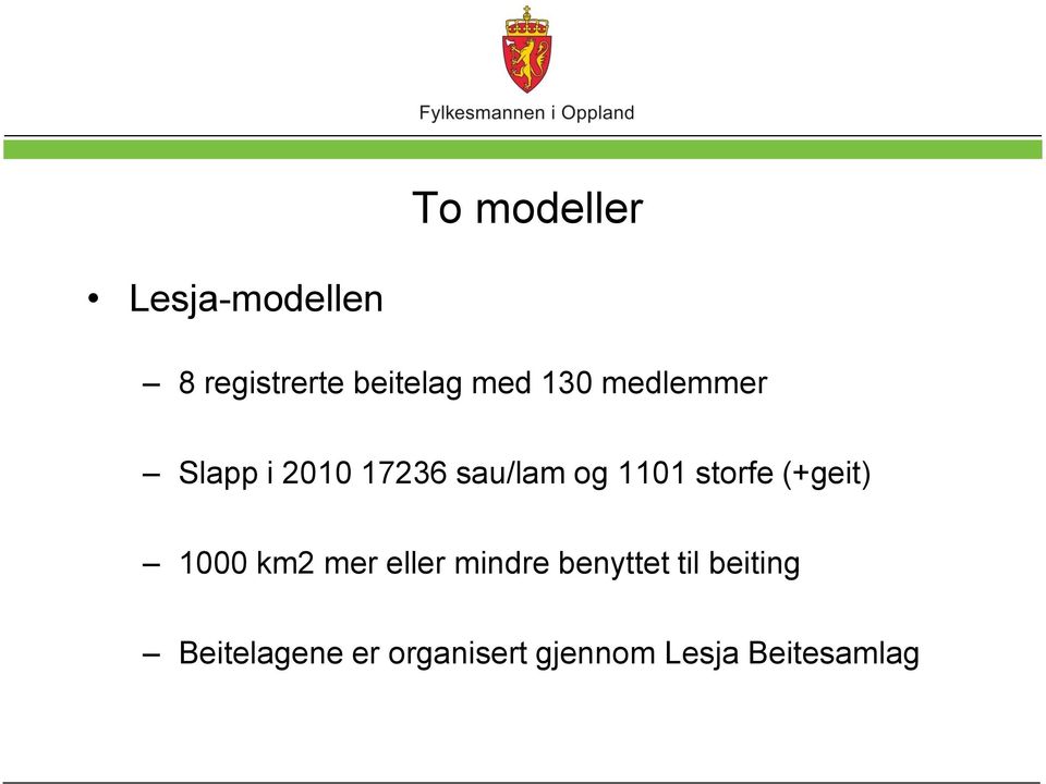 storfe (+geit) 1000 km2 mer eller mindre benyttet til