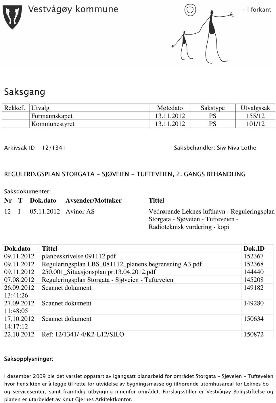 2012 Avinor AS Vedrørende Leknes lufthavn - Reguleringsplan Storgata - Sjøveien - Tufteveien - Radioteknisk vurdering - kopi Dok.dato Tittel Dok.ID 09.11.