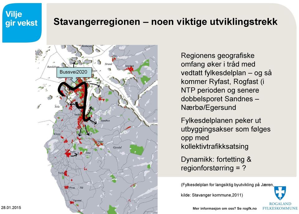 Nærbø/Egersund Fylkesdelplanen peker ut utbyggingsakser som følges opp med kollektivtrafikksatsing