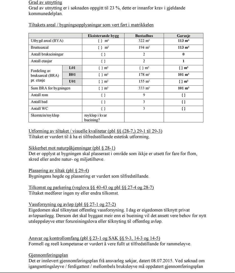 Antall etasjar { } 2 Fordeling av bruksareal (BRA) pr.