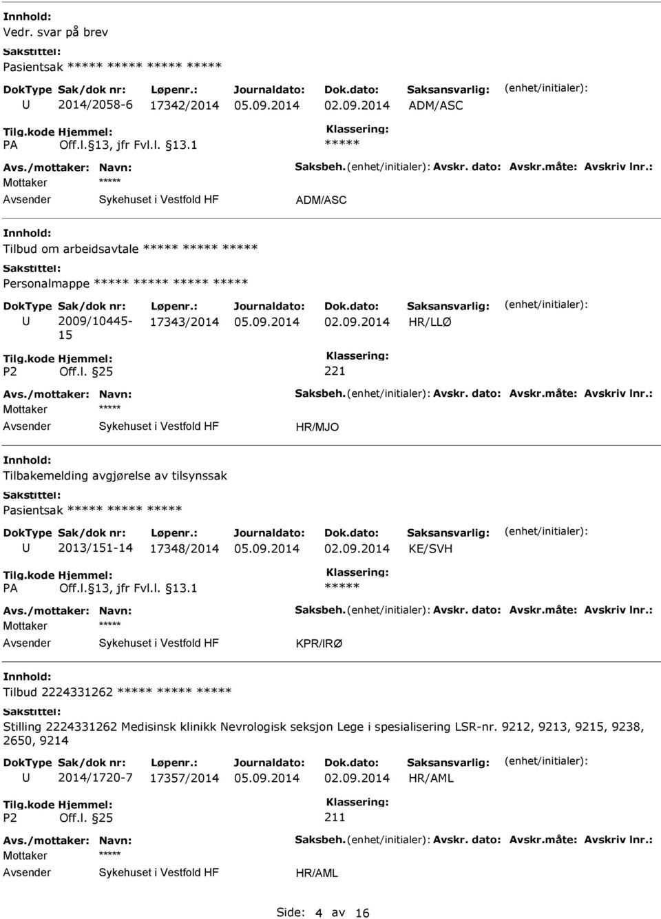 : HR/MJO Tilbakemelding avgjørelse av tilsynssak Pasientsak ***** ***** ***** 2013/151-14 17348/2014 KE/SVH ***** Avs./mottaker: Navn: Saksbeh. Avskr. dato: Avskr.måte: Avskriv lnr.