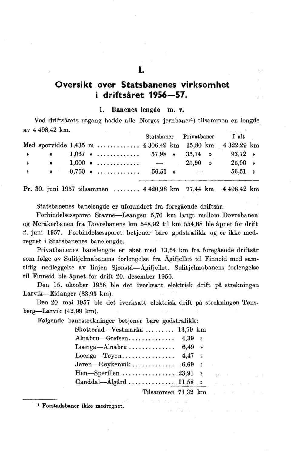 Forbindelsessporet Stavne Leangen 5,76 km langt mellom Dovrebanen og Meråkerbanen fra Dovrebanens km 548,92 til km 554,68 ble åpnet for drift 2. juni 1957.