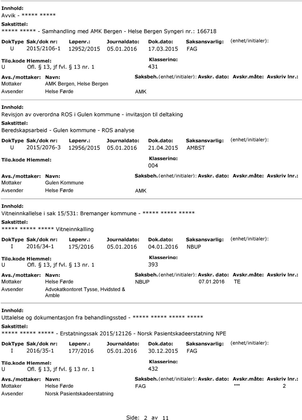 04.2015 004 Avs./mottaker: Navn: Saksbeh. Avskr. dato: Avskr.måte: Avskriv lnr.