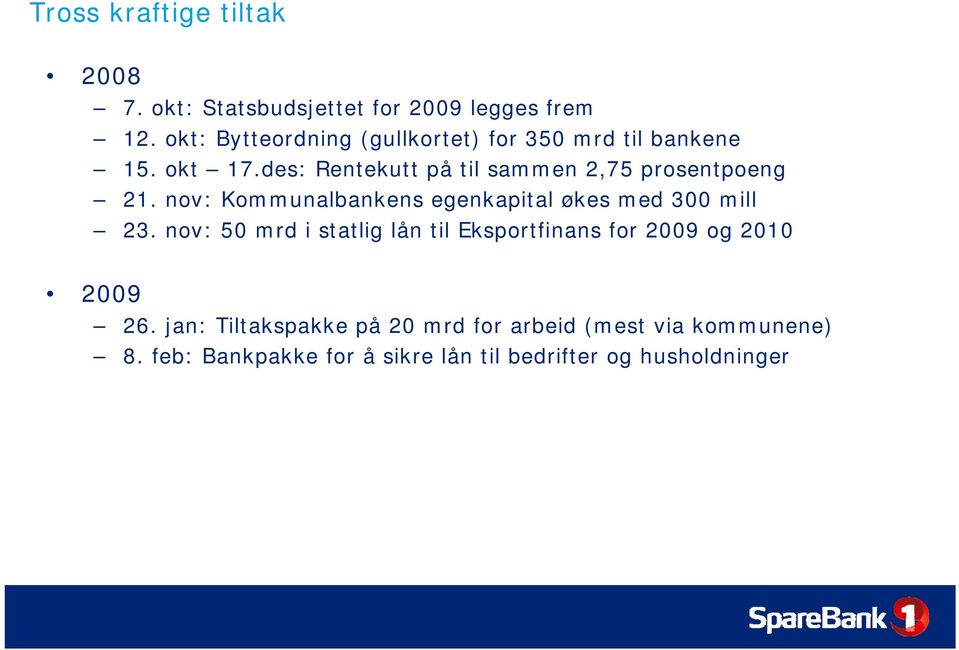 des: Rentekutt på til sammen 2,75 prosentpoeng 21. nov: Kommunalbankens egenkapital økes med 3 mill 23.