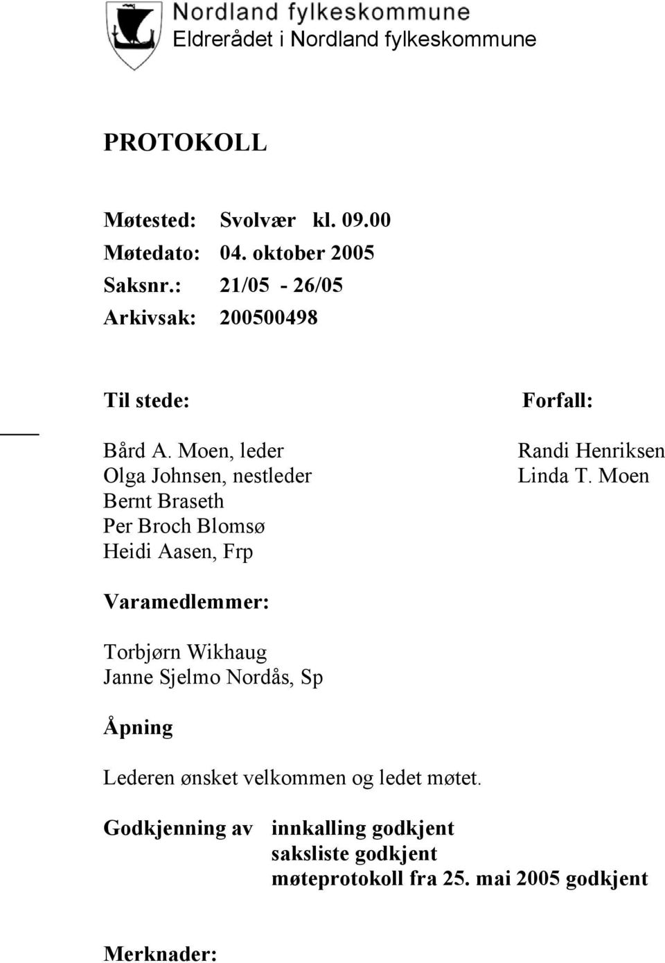 Moen, leder Olga Johnsen, nestleder Bernt Braseth Per Broch Blomsø Heidi Aasen, Frp Forfall: Randi Henriksen Linda T.