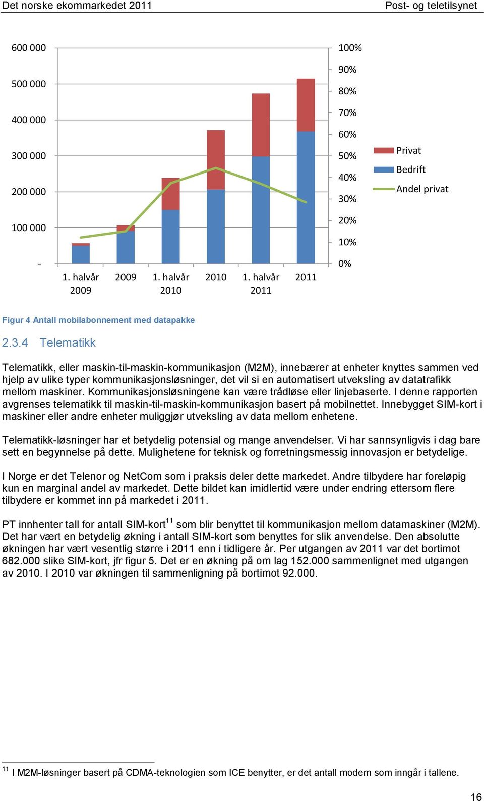 4 Telematikk Telematikk, eller maskin-til-maskin-kommunikasjon (M2M), innebærer at enheter knyttes sammen ved hjelp av ulike typer kommunikasjonsløsninger, det vil si en automatisert utveksling av