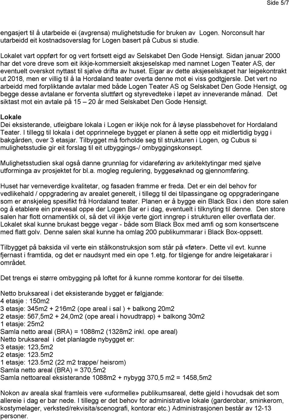 Sidan januar 2000 har det vore dreve som eit ikkje-kommersielt aksjeselskap med namnet Logen Teater AS, der eventuelt overskot nyttast til sjølve drifta av huset.