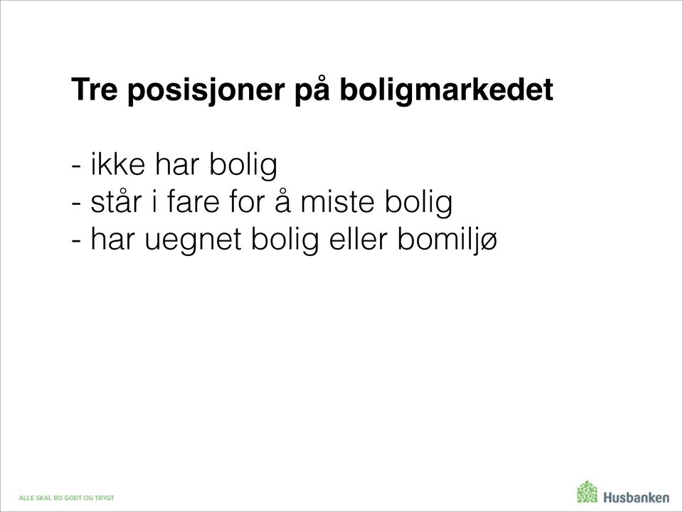 bolig - står i fare for å