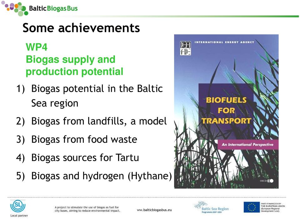 landfills, a model 3) Biogas from food waste 4) Biogas