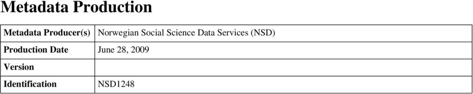 Data Services (NSD) Production Date