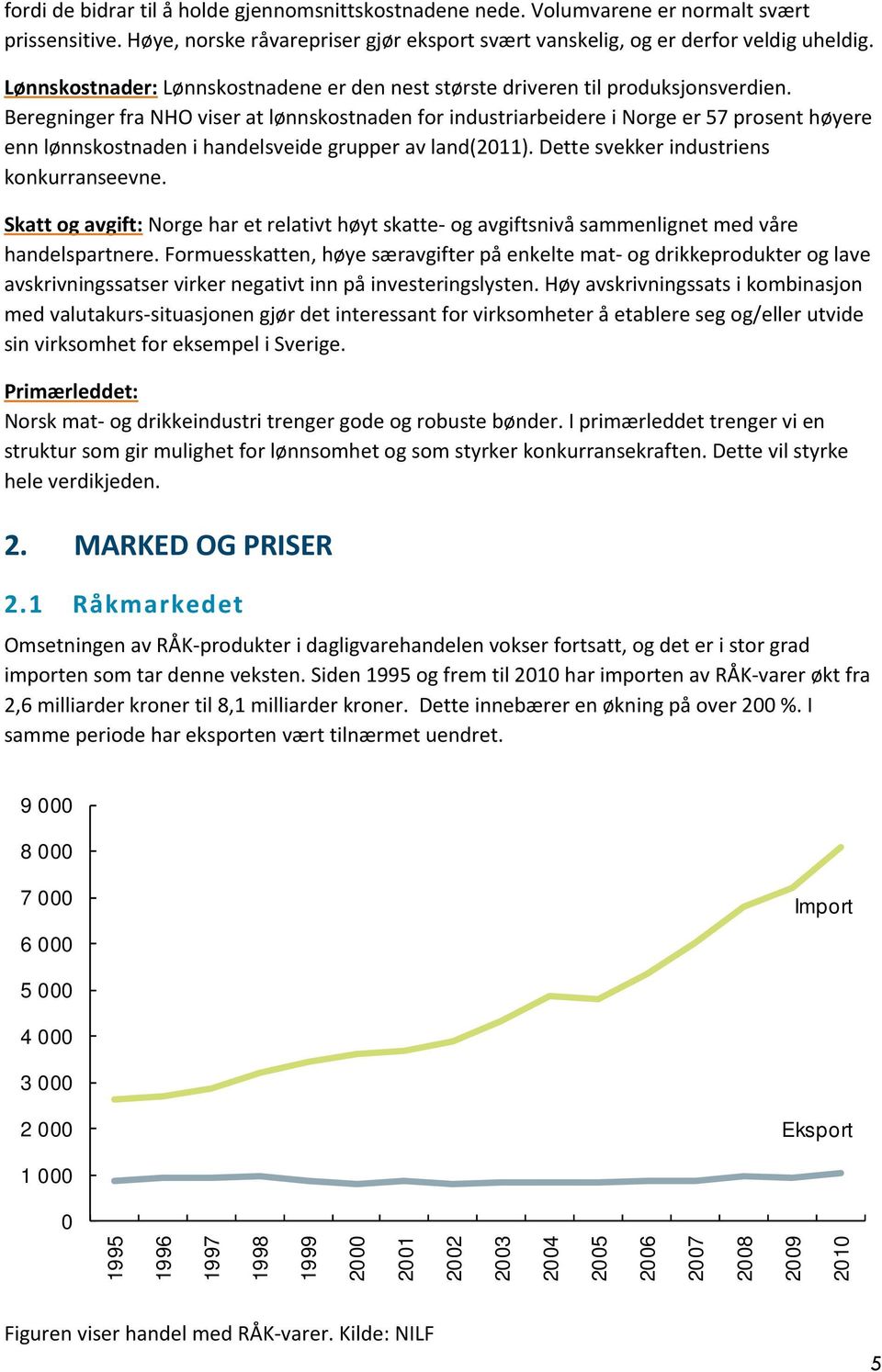 Beregninger fra NHO viser at lønnskostnaden for industriarbeidere i Norge er 57 prosent høyere enn lønnskostnaden i handelsveide grupper av land(2011). Dette svekker industriens konkurranseevne.