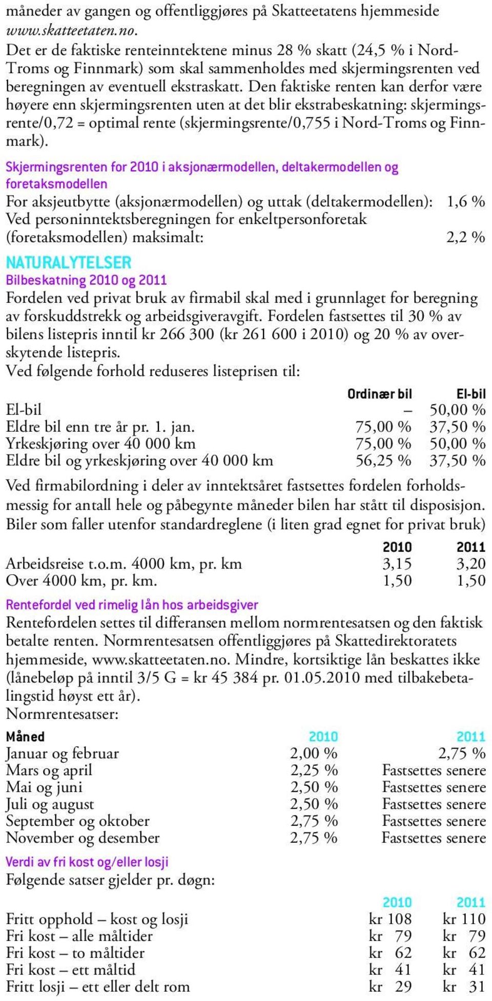 Den faktiske renten kan derfor være høyere enn skjermingsrenten uten at det blir ekstrabeskatning: skjermingsrente/0,72 = optimal rente (skjermingsrente/0,755 i Nord-Troms og Finnmark).