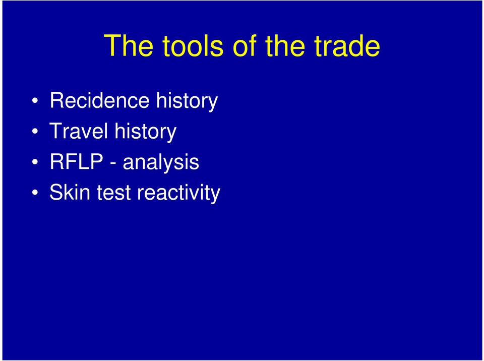 Travel history RFLP -