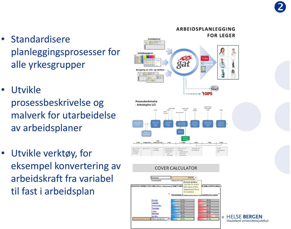 utarbeidelse av arbeidsplaner Utvikle verktøy, for