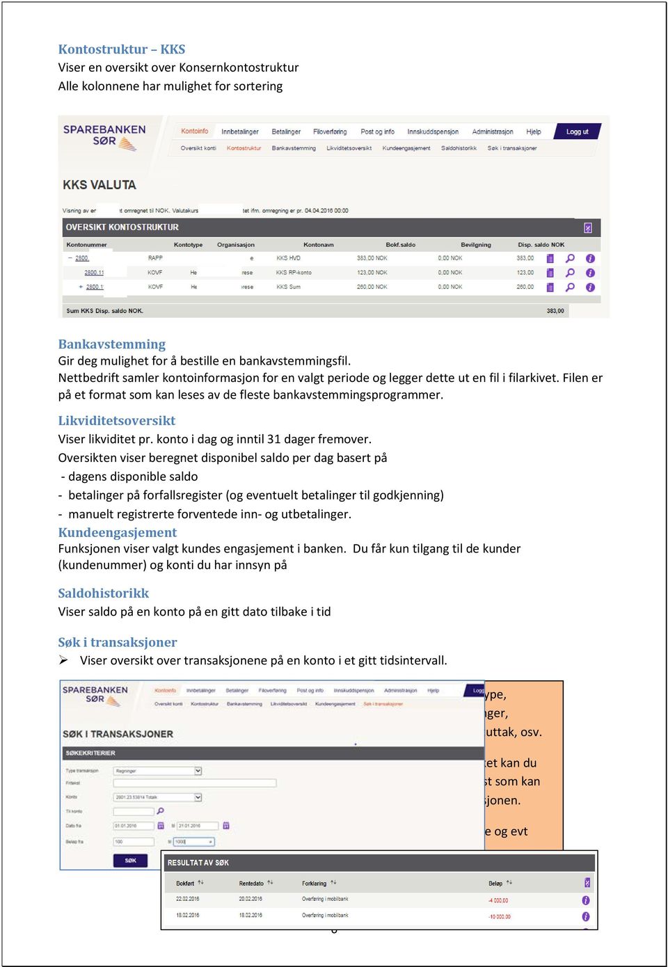 Likviditetsoversikt Viser likviditet pr. konto i dag og inntil 31 dager fremover.