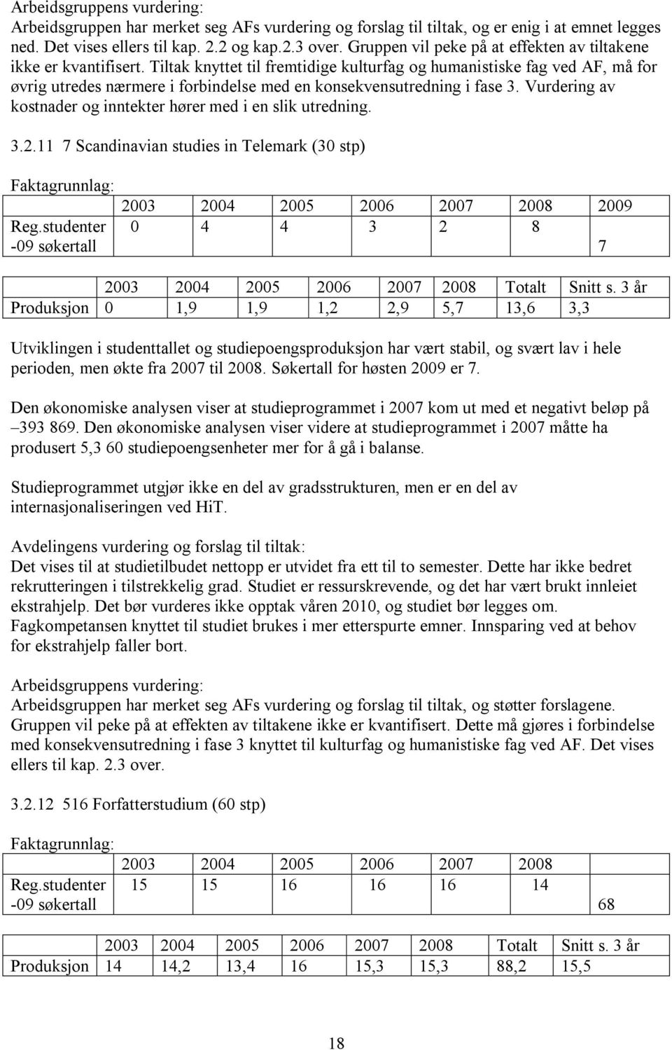 Tiltak knyttet til fremtidige kulturfag og humanistiske fag ved AF, må for øvrig utredes nærmere i forbindelse med en konsekvensutredning i fase 3.