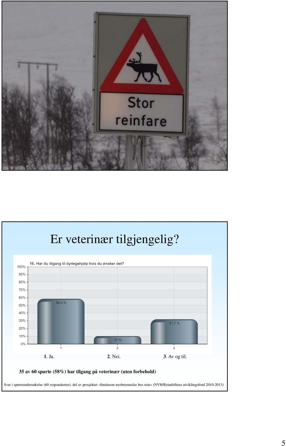 Svar i spørreundersøkelse (60 respondenter), del av prosjektet