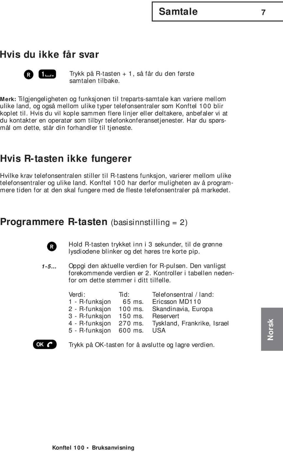 Hvis du vil kople sammen flere linjer eller deltakere, anbefaler vi at du kontakter en operatør som tilbyr telefonkonferansetjenester. Har du spørsmål om dette, står din forhandler til tjeneste.