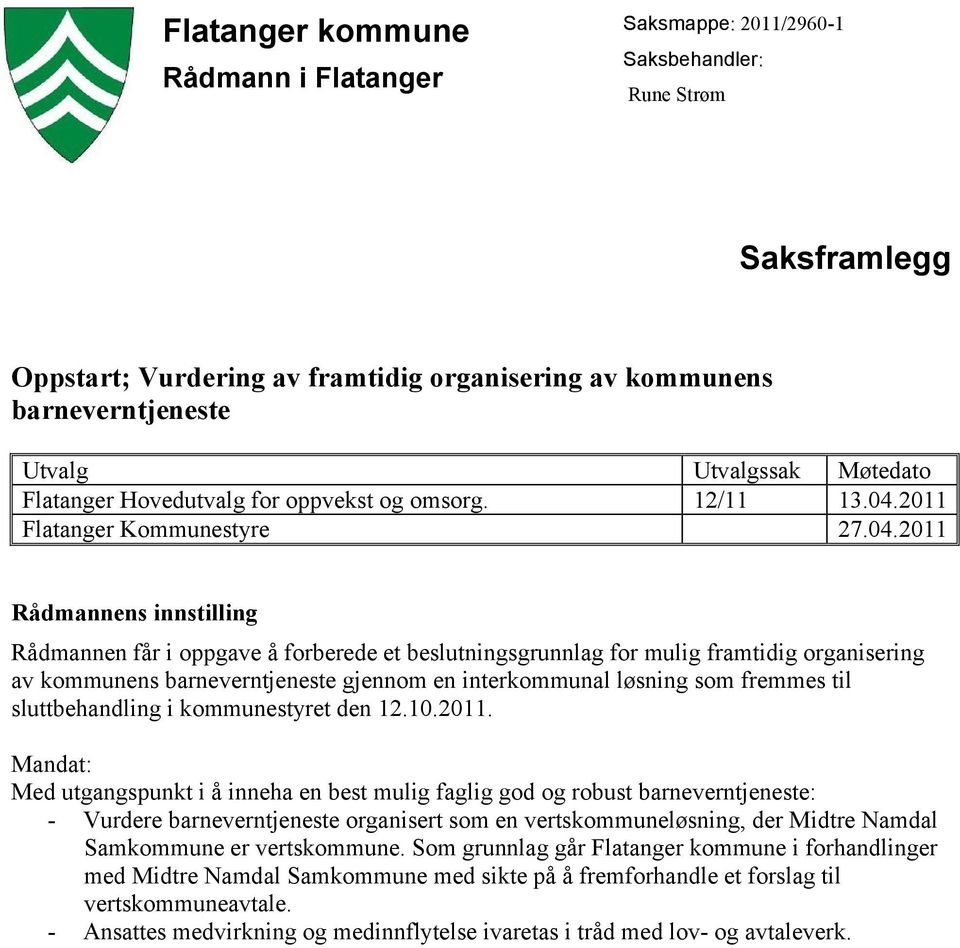 2011 Flatanger Kommunestyre 27.04.