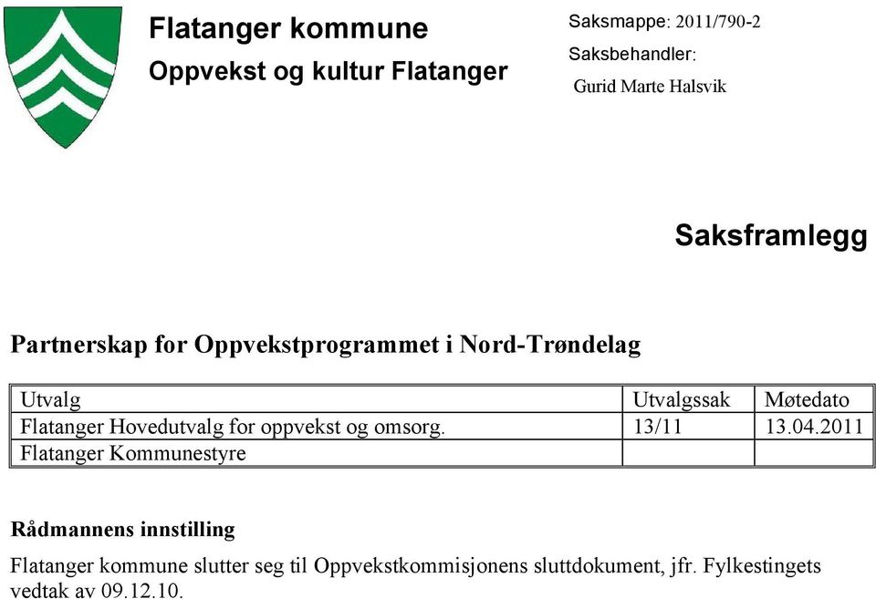 Hovedutvalg for oppvekst og omsorg. 13/11 13.04.