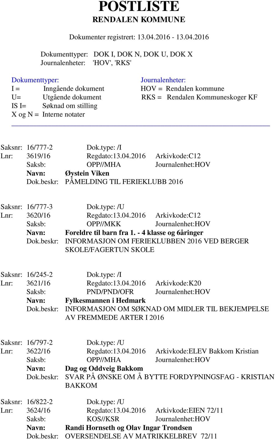 beskr: INFORMASJON OM FERIEKLUBBEN 2016 VED BERGER SKOLE/FAGERTUN SKOLE Saksnr: 16/245-2 Dok.type: /I Lnr: 3621/16 Regdato:13.04.2016 Arkivkode:K20 Navn: Fylkesmannen i Hedmark Dok.