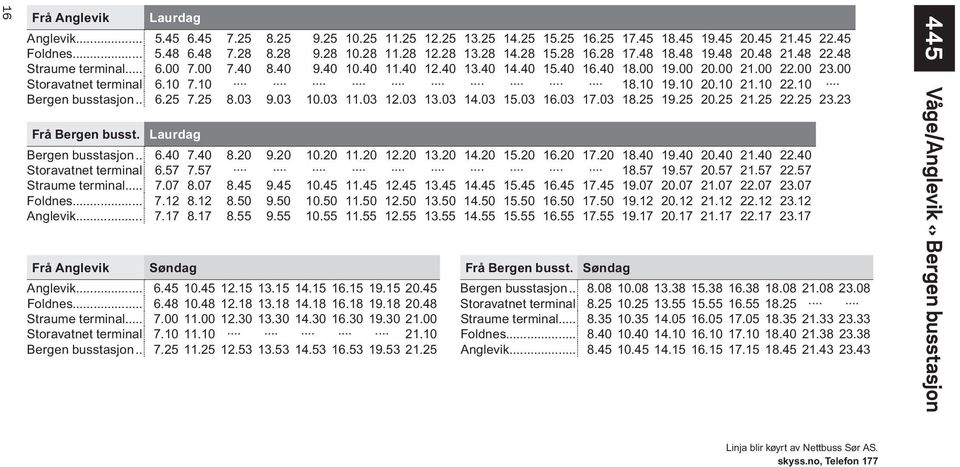 00 Storavatnet terminal 6.10 7.10 18.10 19.10 20.10 21.10 22.10 Bergen busstasjon... 6.25 7.25 8.03 9.03 10.03 11.03 12.03 13.03 14.03 15.03 16.03 17.03 18.25 19.25 20.25 21.25 22.25 23.