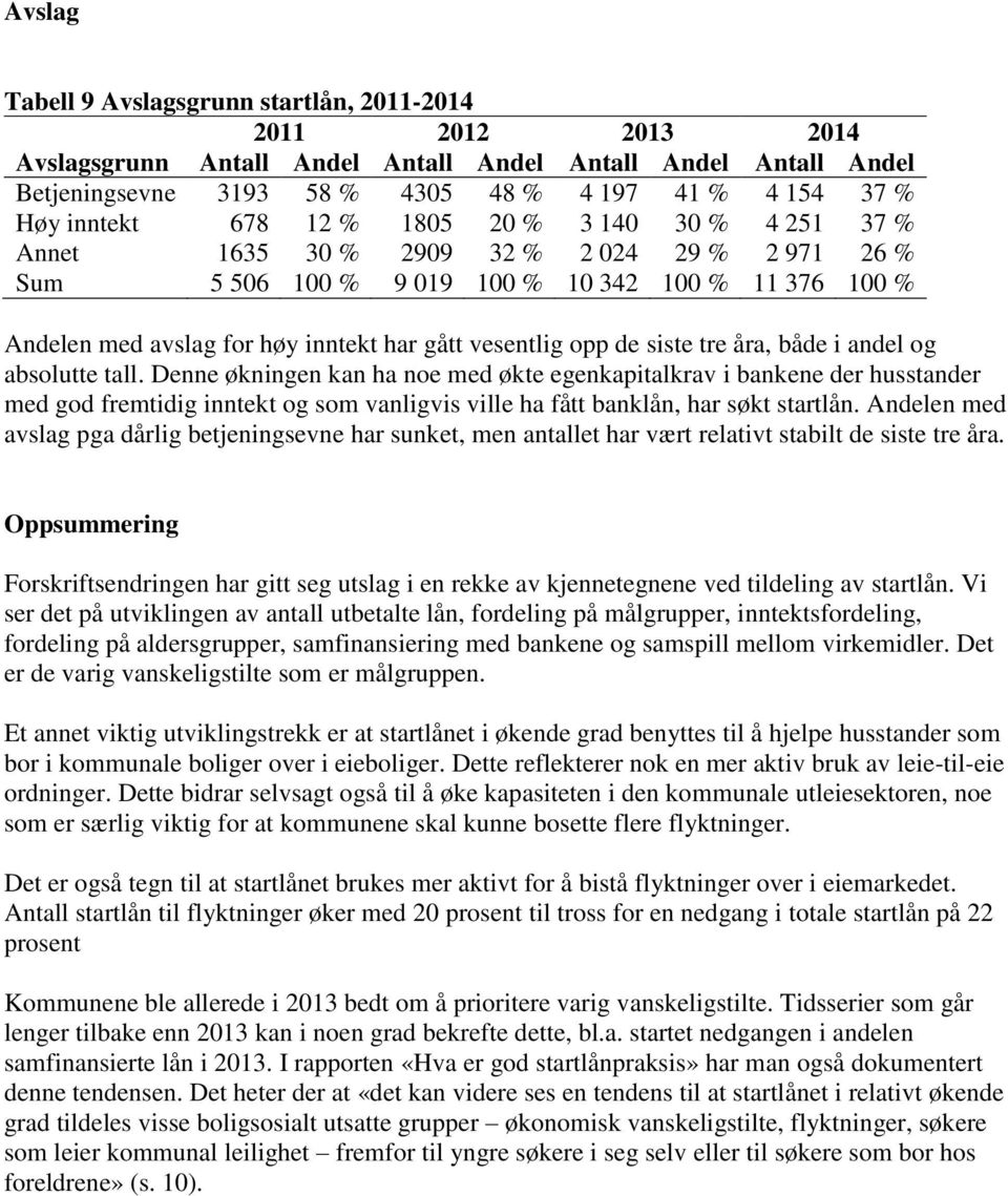 vesentlig opp de siste tre åra, både i andel og absolutte tall.