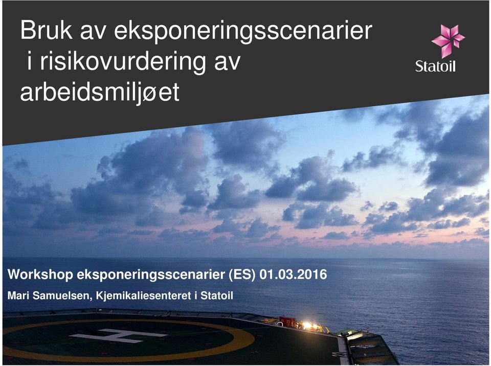 Workshop eksponeringsscenarier (ES) 01.