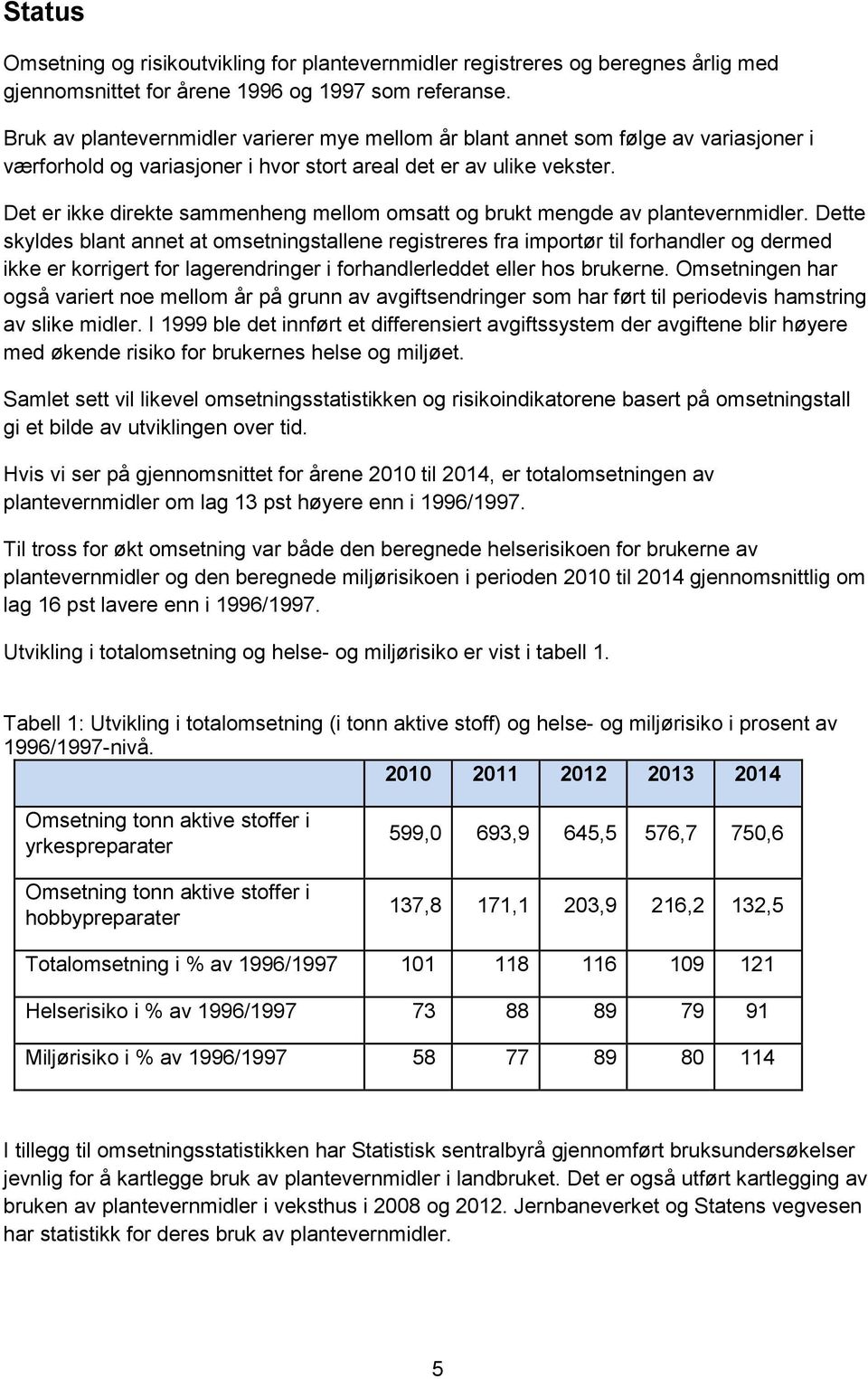 Det er ikke direkte sammenheng mellom omsatt og brukt mengde av plantevernmidler.