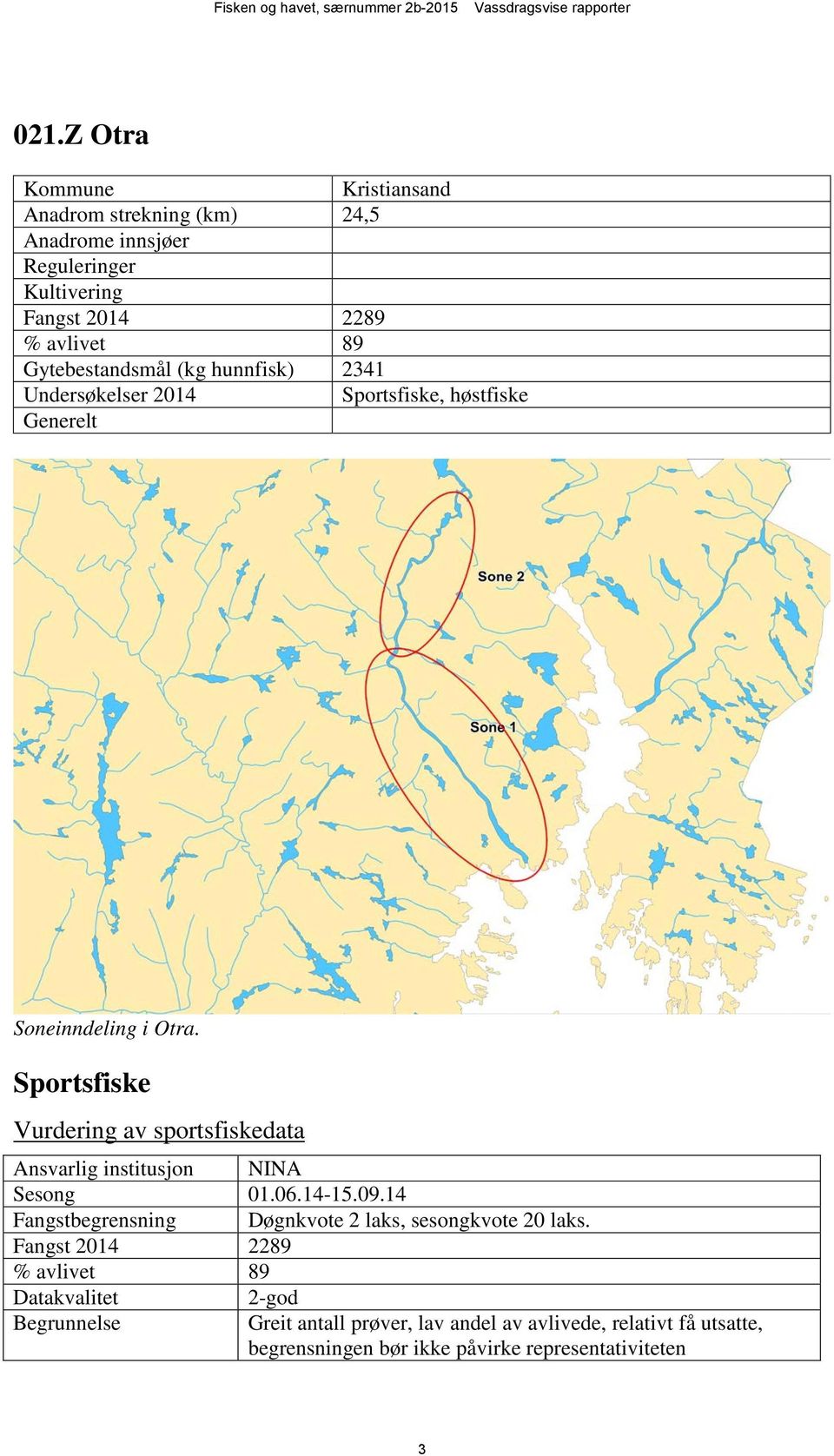 Vurdering av sportsfiskedata Ansvarlig institusjon NINA Sesong 01.06.14-15.09.