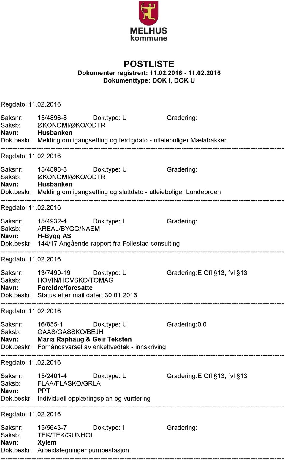 type: I Gradering: Saksb: AREAL/BYGG/NASM Navn: H-Bygg AS Dok.beskr: 144/17 Angående rapport fra Follestad consulting Saksnr: 13/7490-19 Dok.