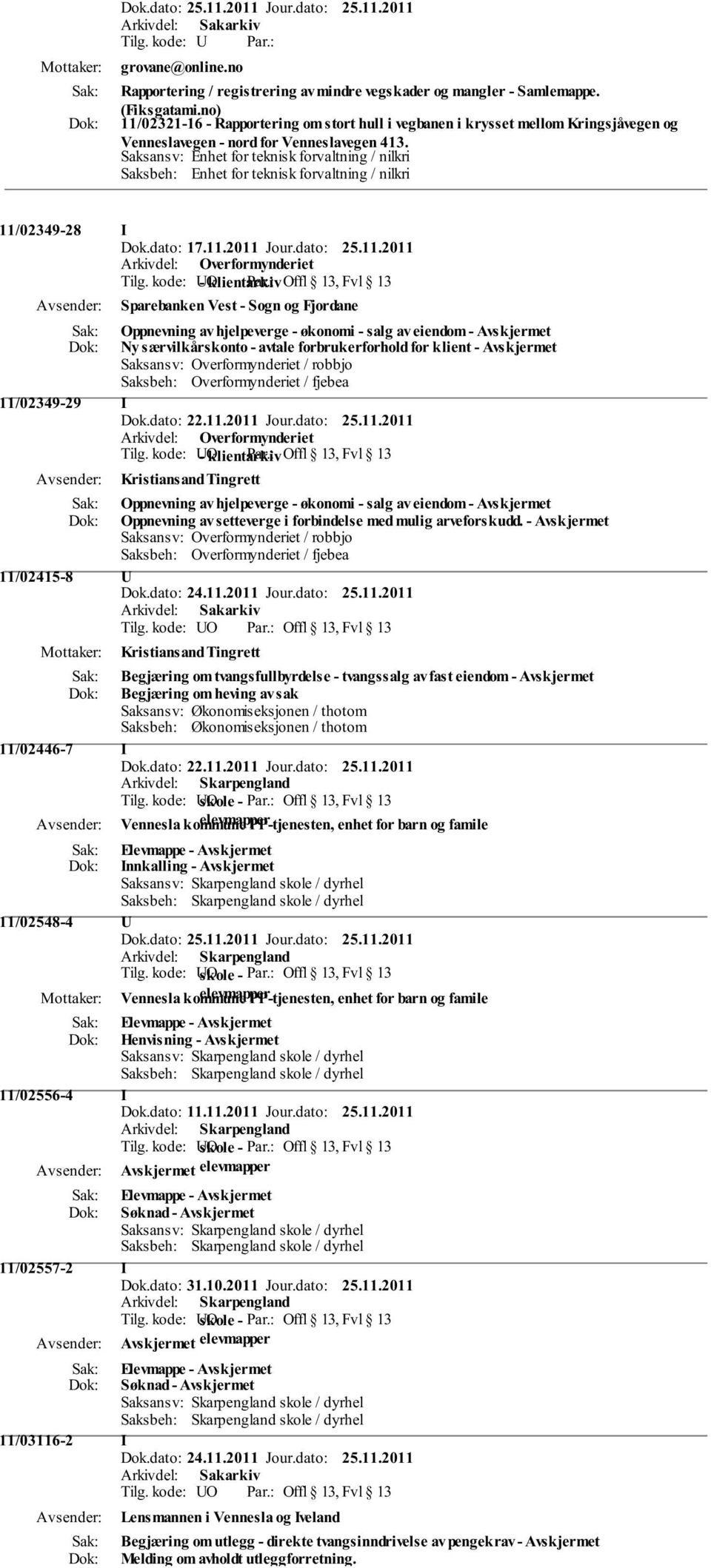 Saksansv: Enhet for teknisk forvaltning / nilkri Saksbeh: Enhet for teknisk forvaltning / nilkri 11/02349-28 I Tilg.