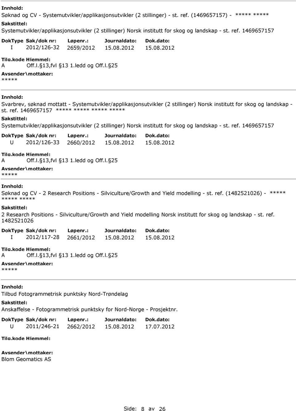 og landskap - st. ref. 1469657157 2012/126-33 2660/2012 Søknad og CV - 2 Research Positions - Silviculture/Growth and Yield modelling - st.