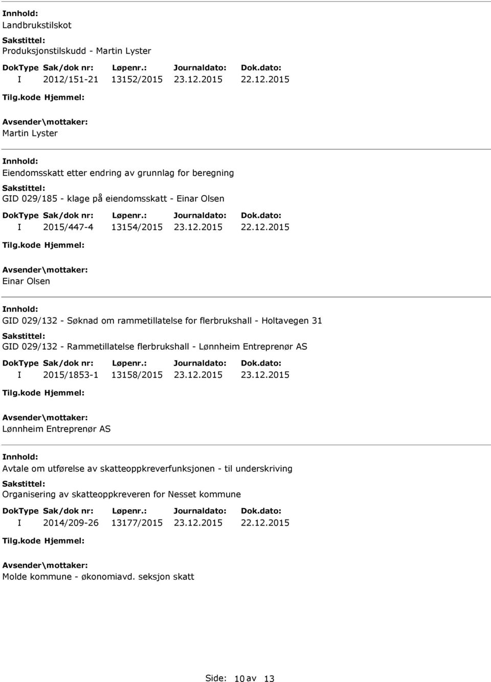 GD 029/132 - Rammetillatelse flerbrukshall - Lønnheim Entreprenør AS 2015/1853-1 13158/2015 Lønnheim Entreprenør AS nnhold: Avtale om utførelse av