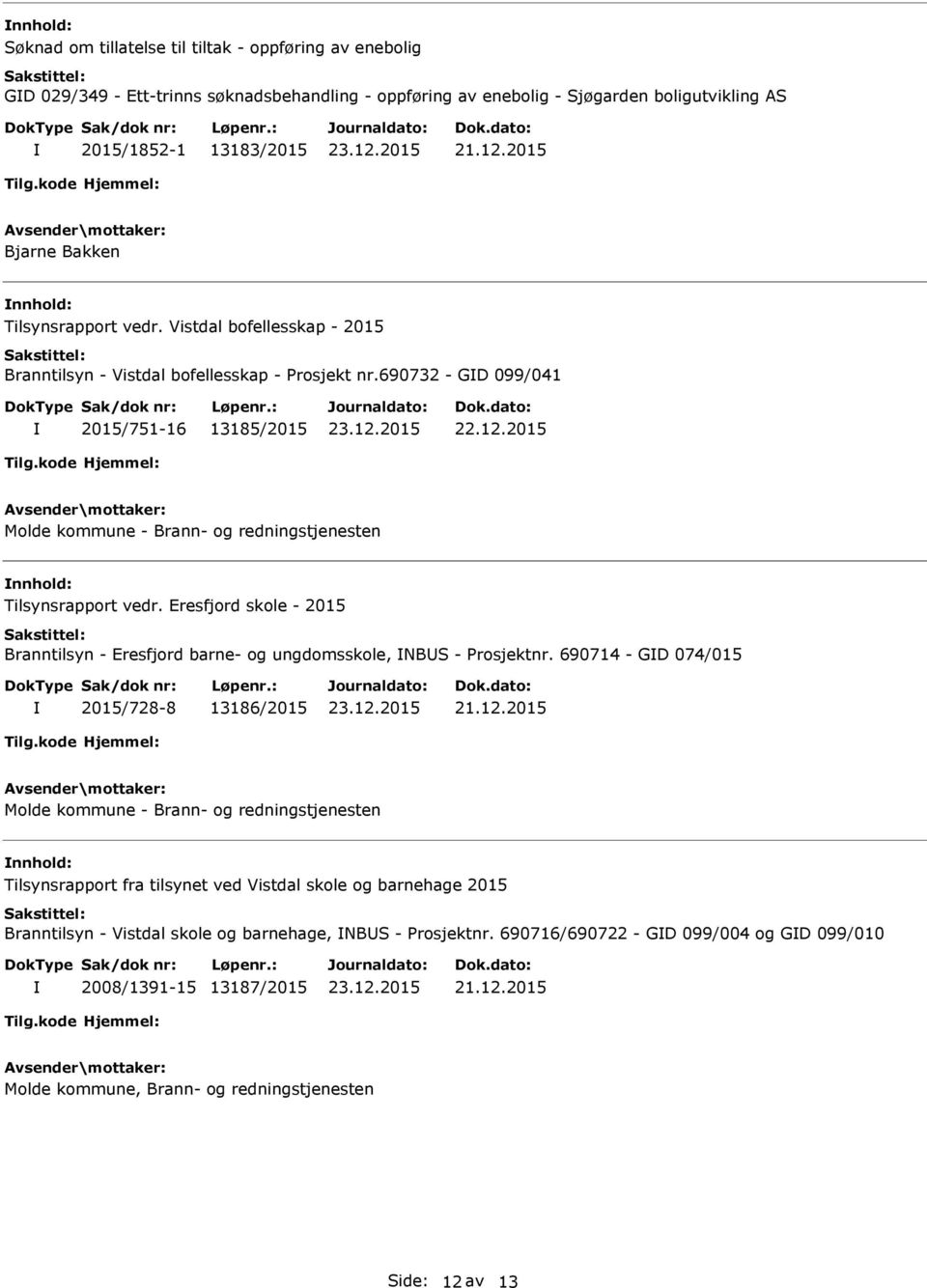690732 - GD 099/041 2015/751-16 13185/2015 Molde kommune - Brann- og redningstjenesten nnhold: Tilsynsrapport vedr.