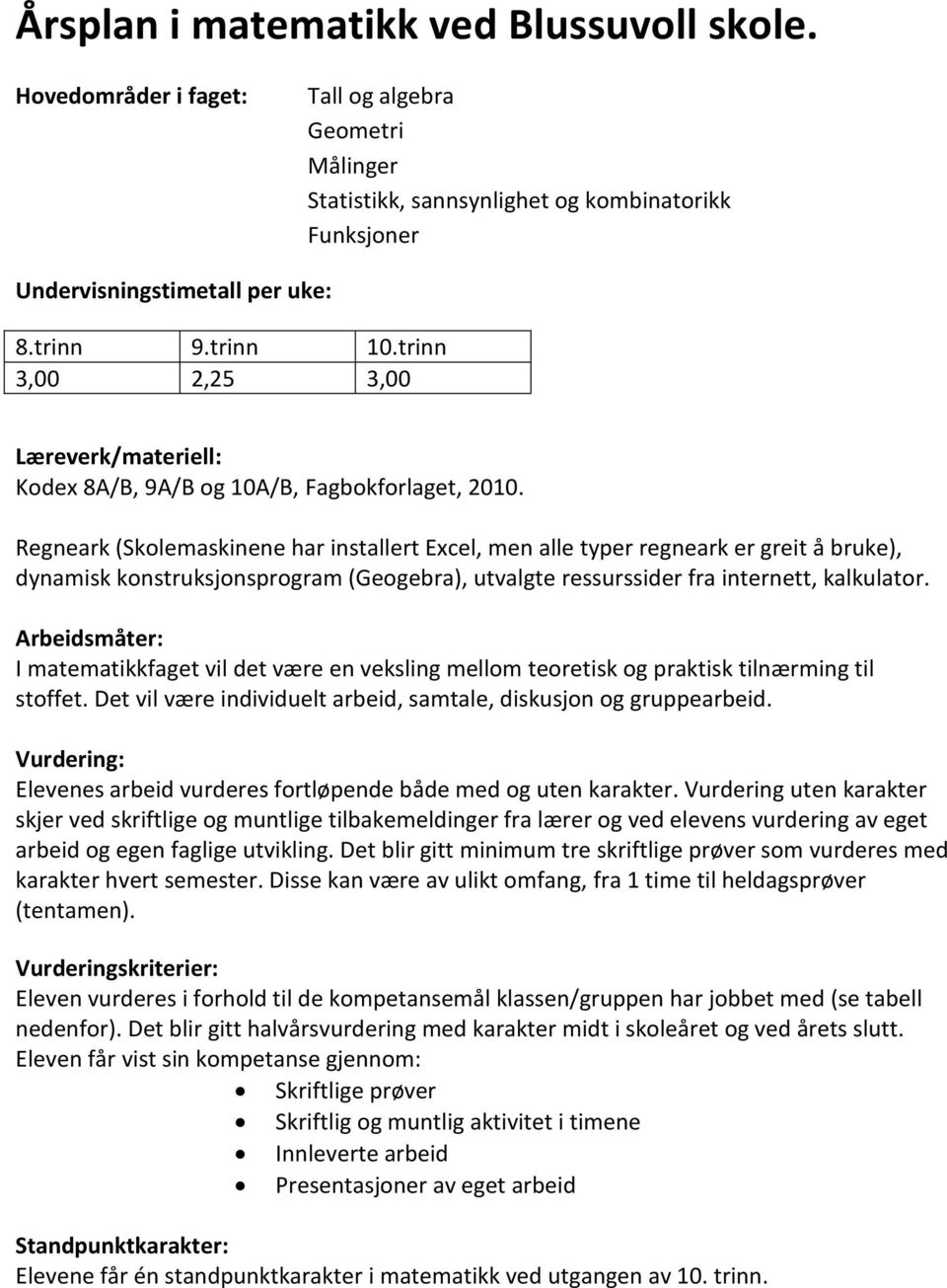 Regneark (Skolemaskinene har installert Excel, men alle typer regneark er greit å bruke), dynamisk konstruksjonsprogram (Geogebra), utvalgte ressurssider fra internett, kalkulator.