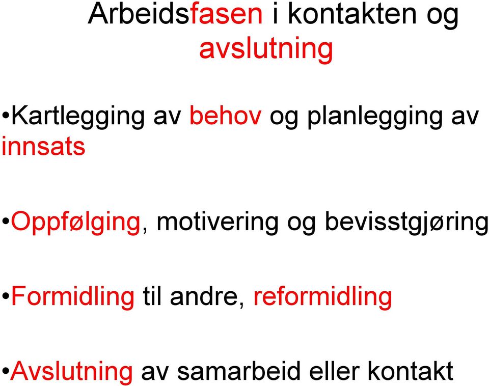 Oppfølging, motivering og bevisstgjøring