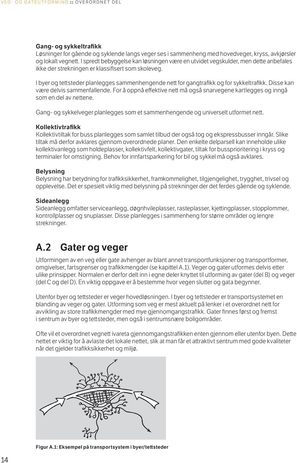 I byer og tettsteder planlegges sammenhengende nett for gangtrafikk og for sykkeltrafikk. Disse kan være delvis sammenfallende.